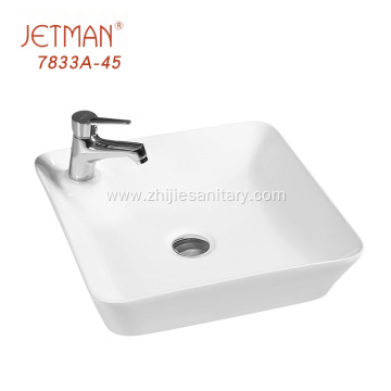 Small Rectangular White Countertop Hand Washing Basin